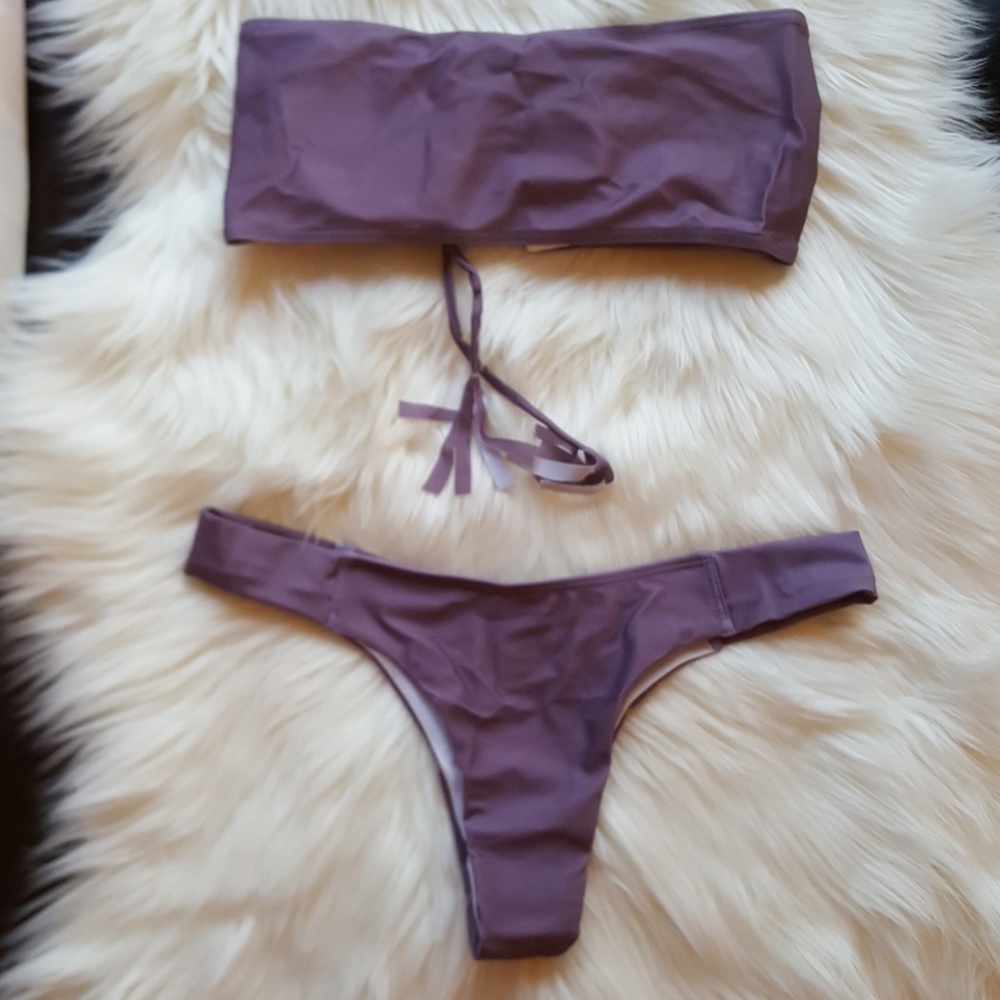 FINAL SALE!!! Bandeau lace up lavender bikini set - Picture 7 of 7